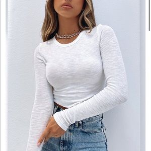 White fox boutique risky love long sleeve crop